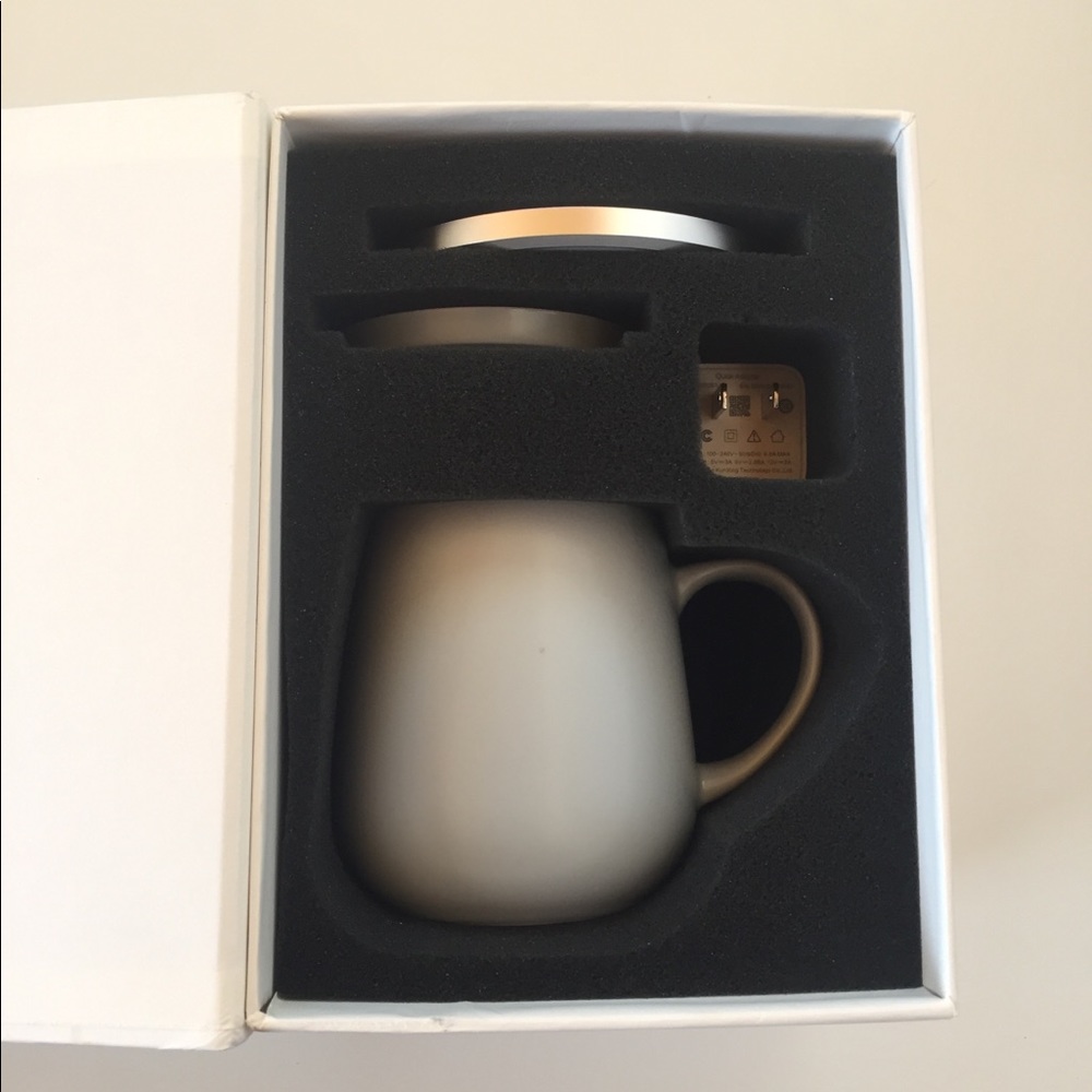 OHOM Soft Gray Kopi Mug And Warmer Set